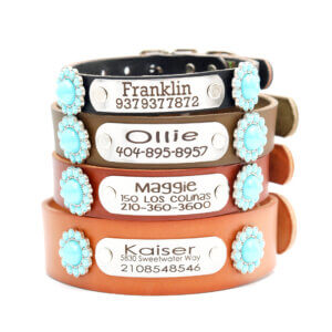 leather belt buckle w beaded concho