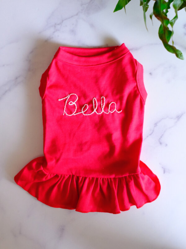 dog dress with embroidered name