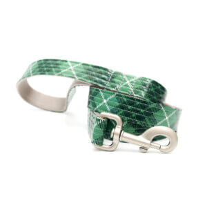 green tartan dog leash