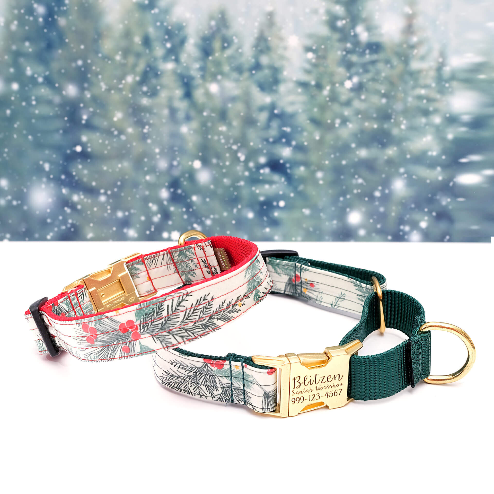 winterberry martingale engraved holiday dog collar