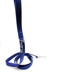 embroidered dog leash nay blue nylon webbing