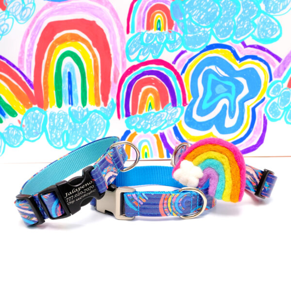 rainbow dog collar engraved