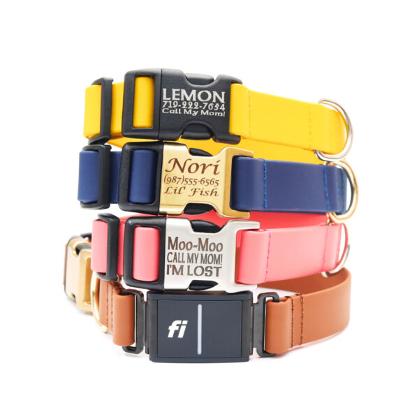 fi compatible sewn midweight biothane collars stack