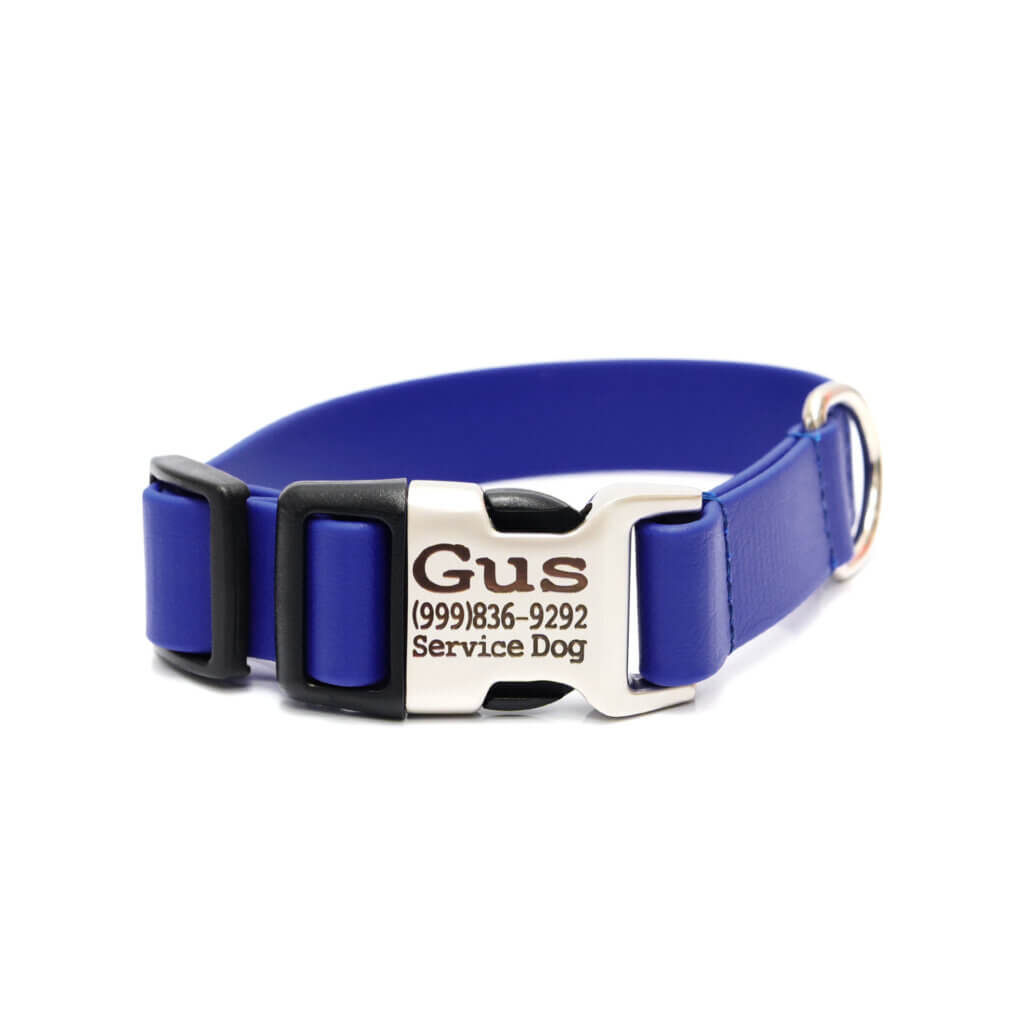 sewn midweight buckle collar cobalt biothane