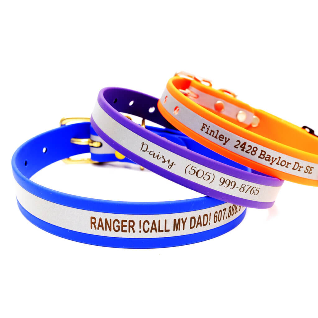 reflective biothane dog collar personalized