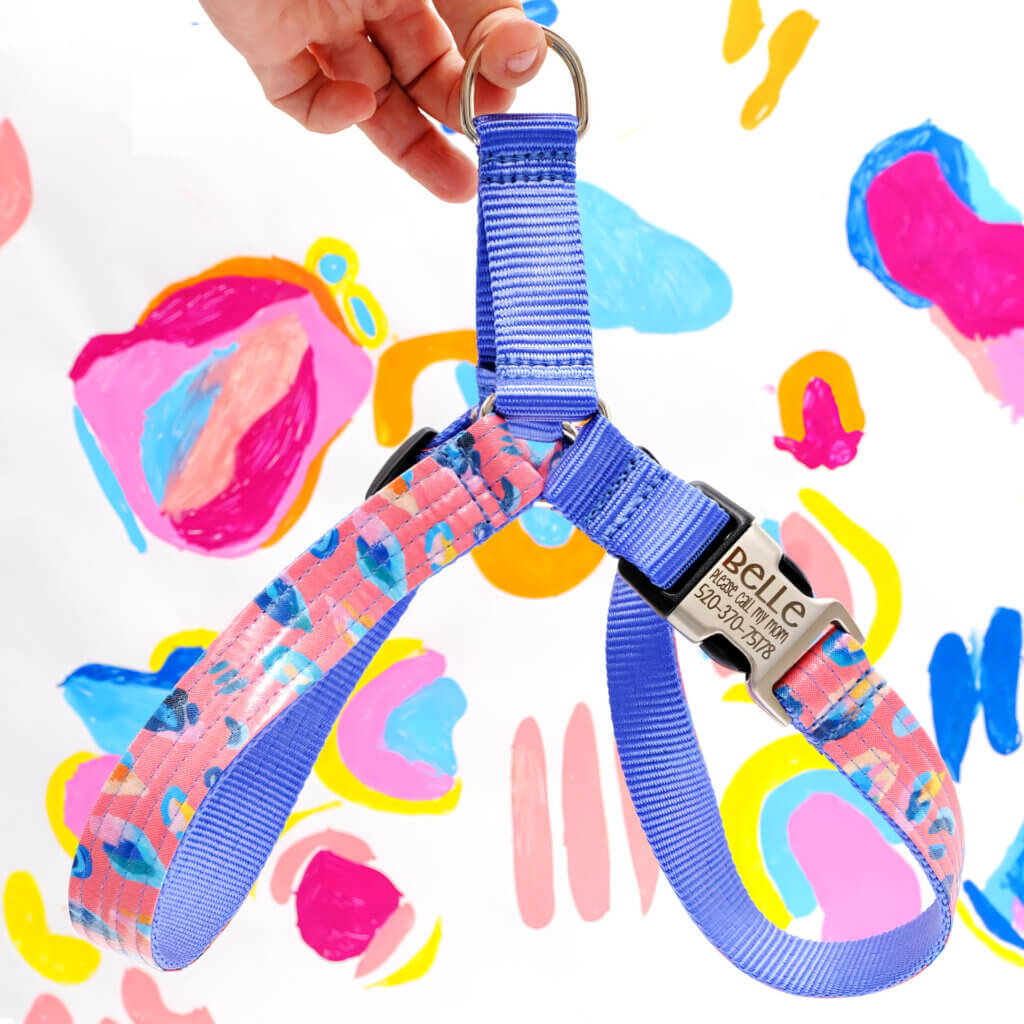 easy on dog harness pink leopard savannah