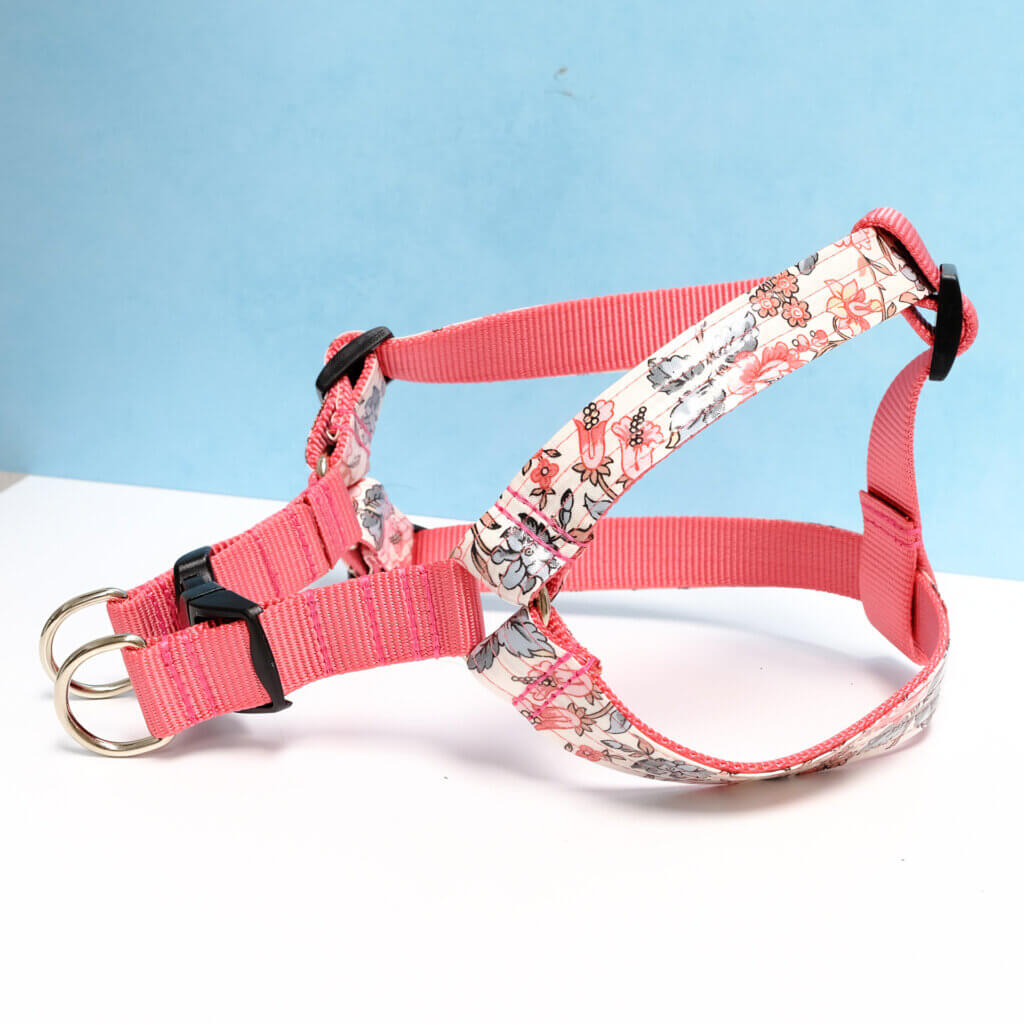 emma step in dog harness pink floral feminine