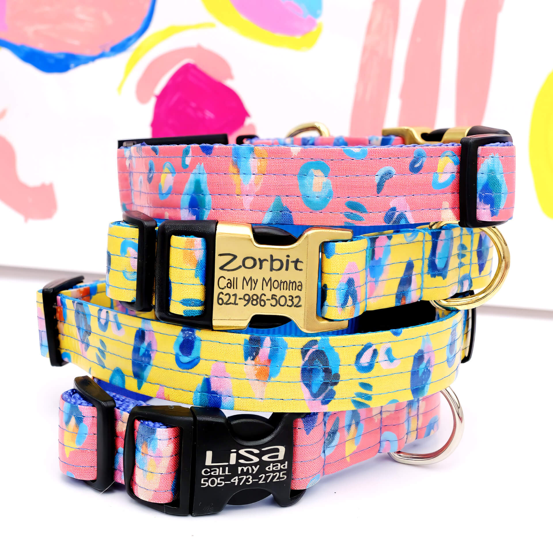 leopard dog collar engraved buckle savannah