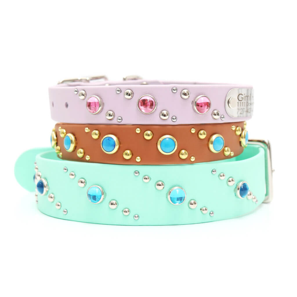 studded waterproof collar quasar pattern