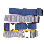 1.5" Wide Personalized Railroad Denim Dog Collar