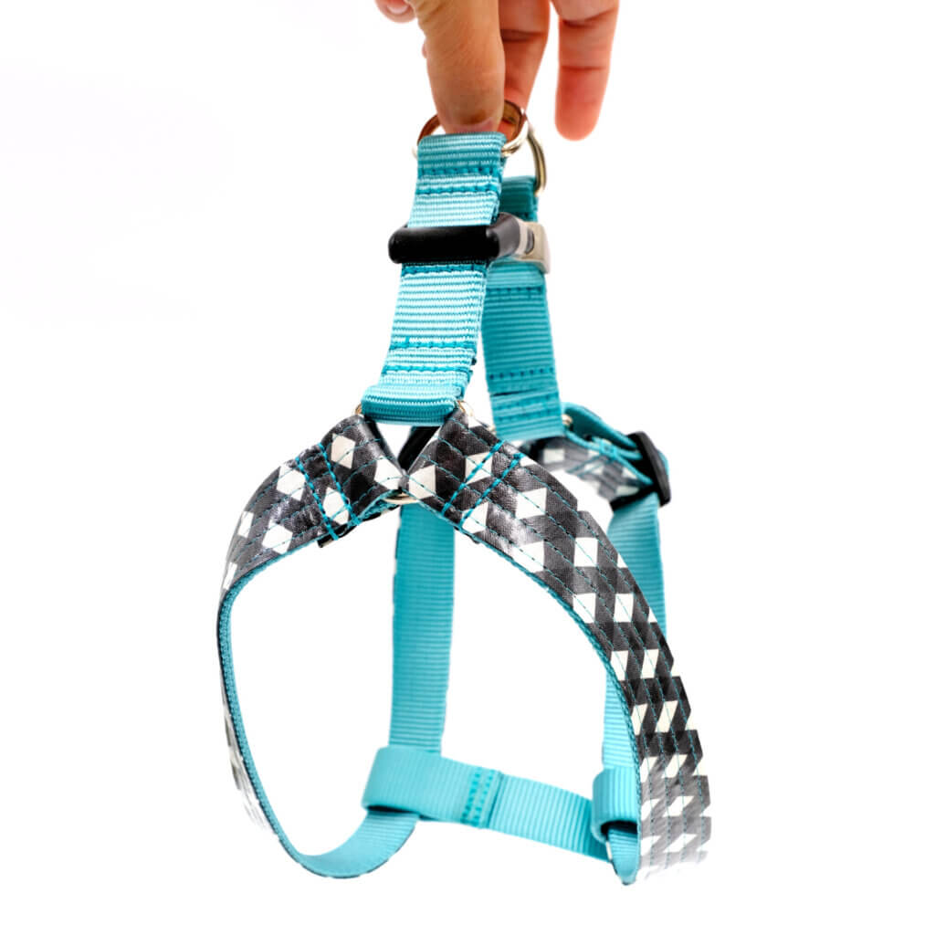 north step in dog harness laminated cotton