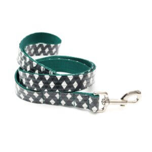 north gingham laminated cotton dog leash black and white