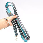 Black & White Gingham Dog Leash - 'North' Laminated Cotton