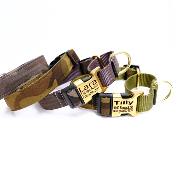 Camouflage martingale dog collar with buckle