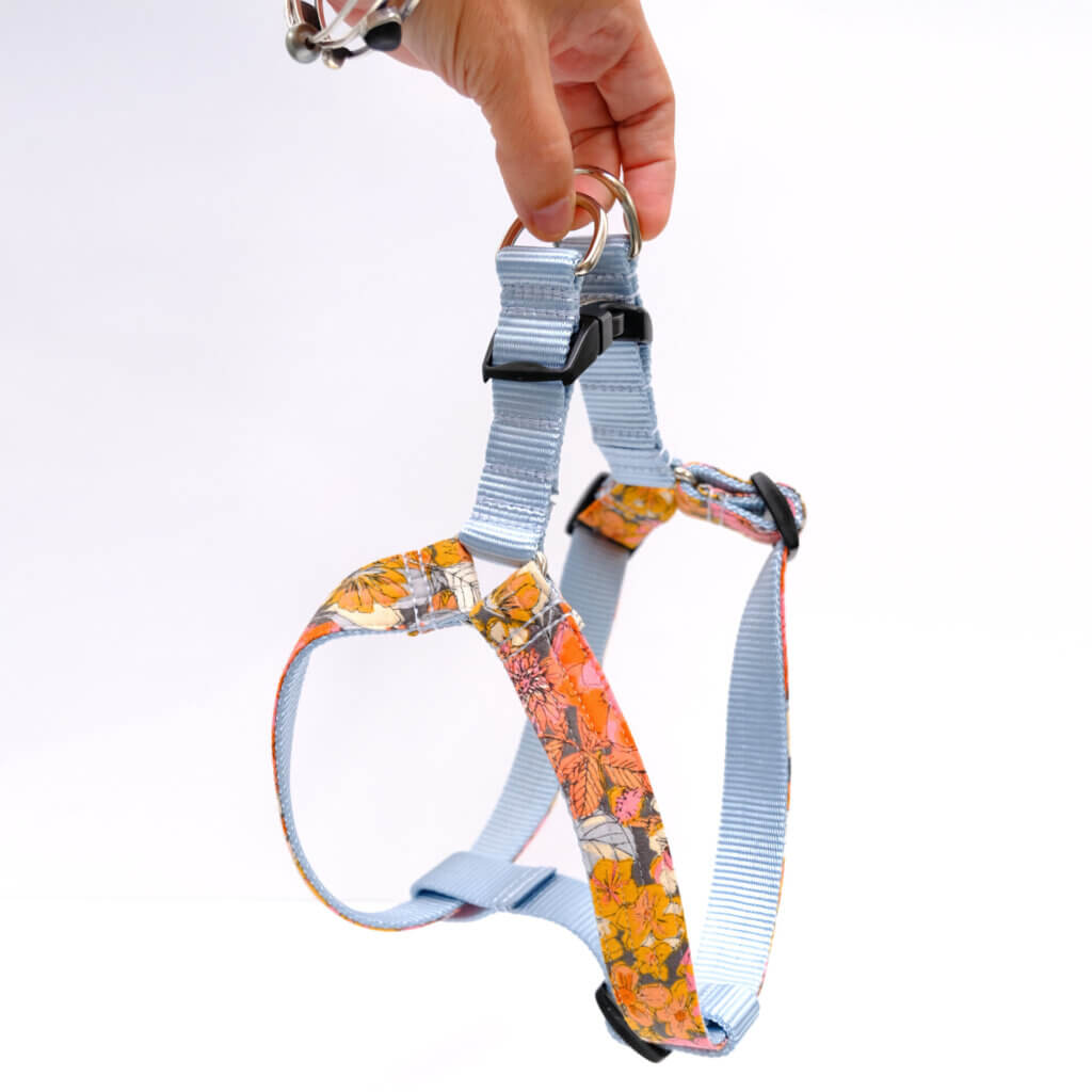 autumn flannel dog harness fall colors step in