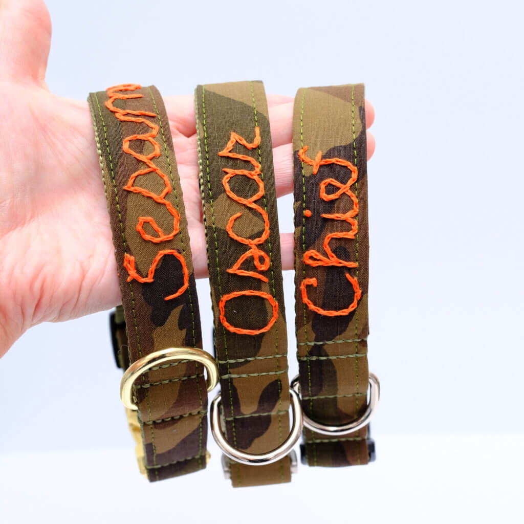 camo dog collar embroidered