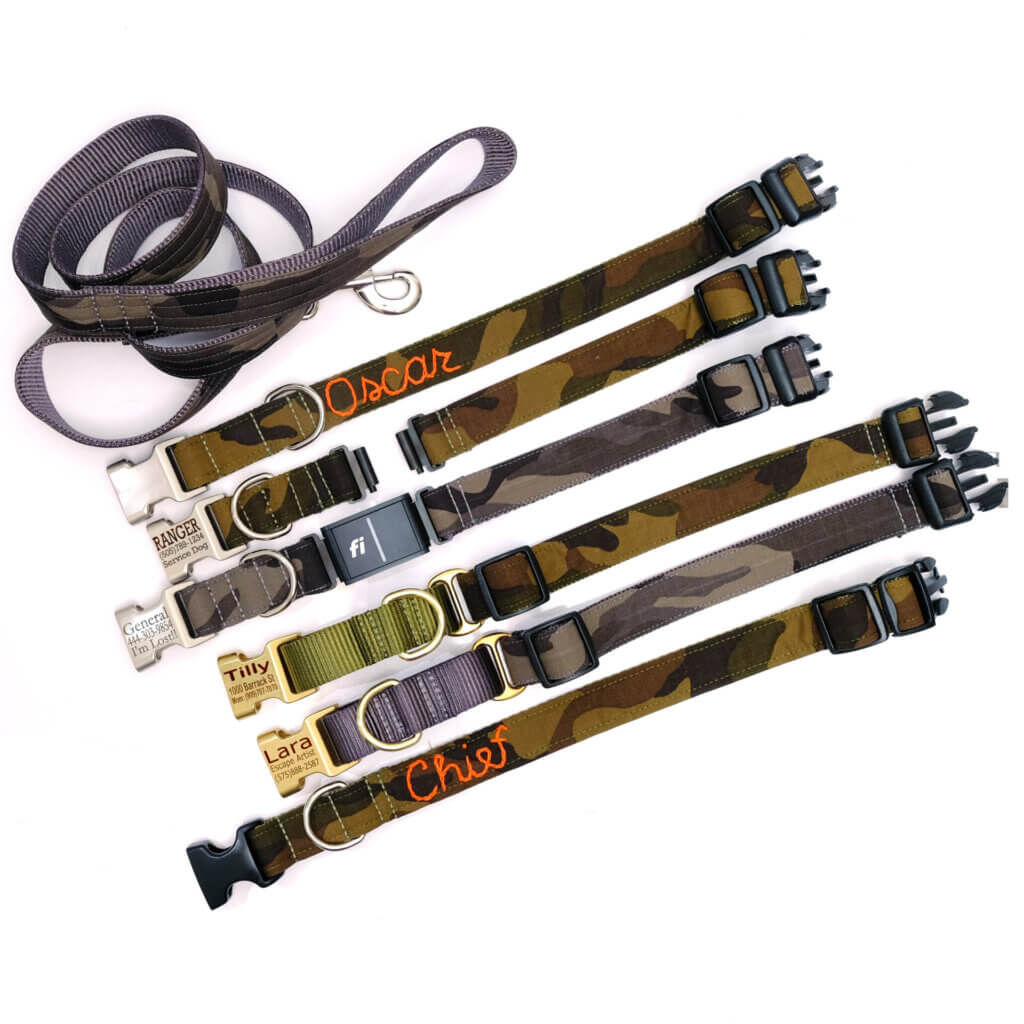 flat lay camo collars custom made