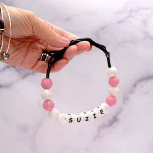 beaded cat collar rose gold with name