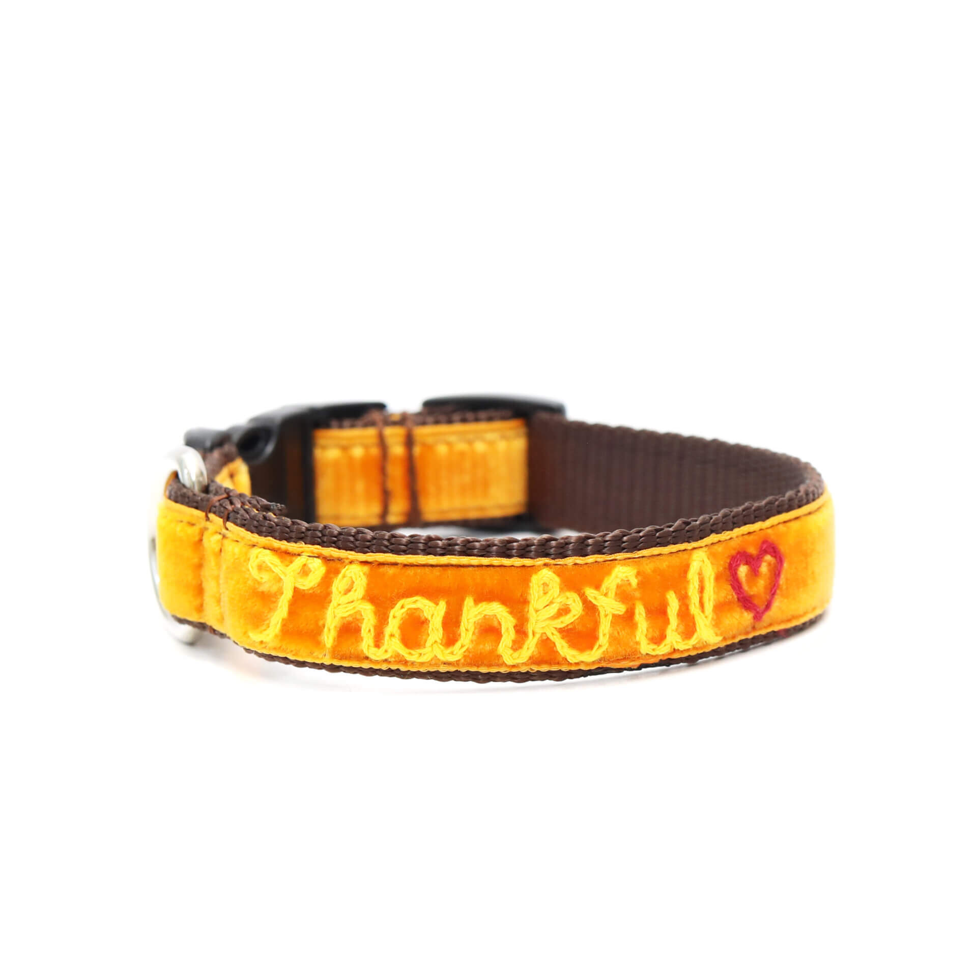 Thankful Hand Embroidered Dog Collar for Thanksgiving or Fall
