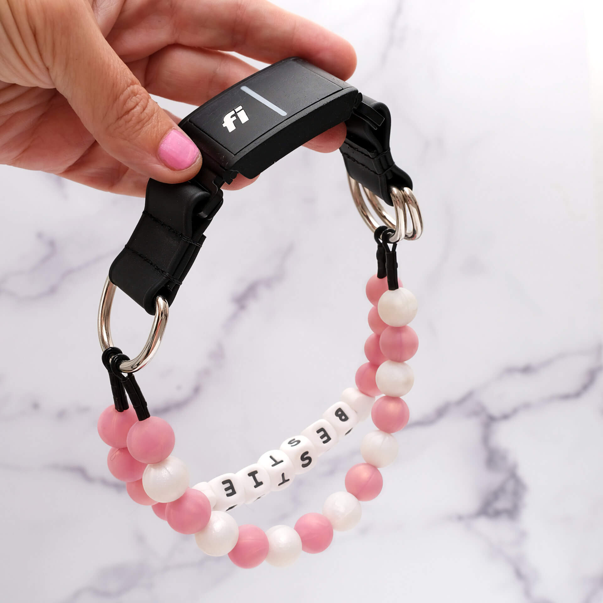 fi dog collar beaded rose gold