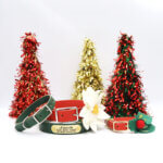 Christmas Leather Nameplate Dog Collar | Red, Green, and Blue