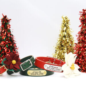 leather Christmas nameplate belt buckle collars