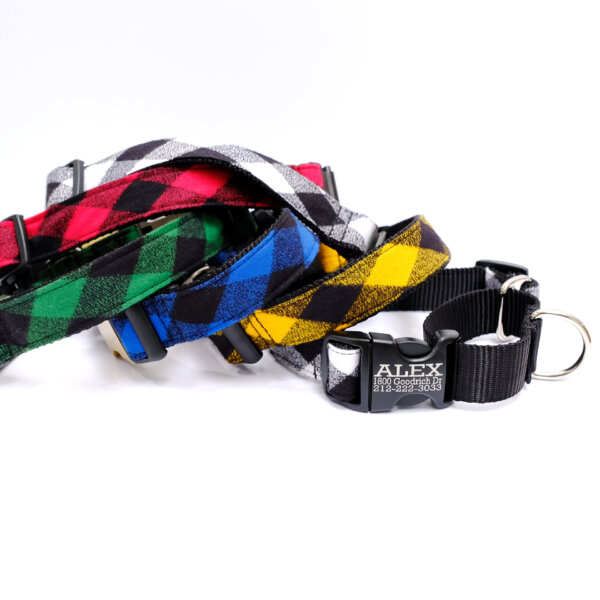 martingale dog collar buffalo plaid personalized