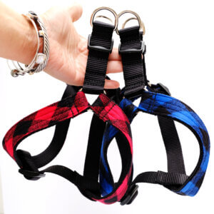 personalized cozy buffalo dog harness step in