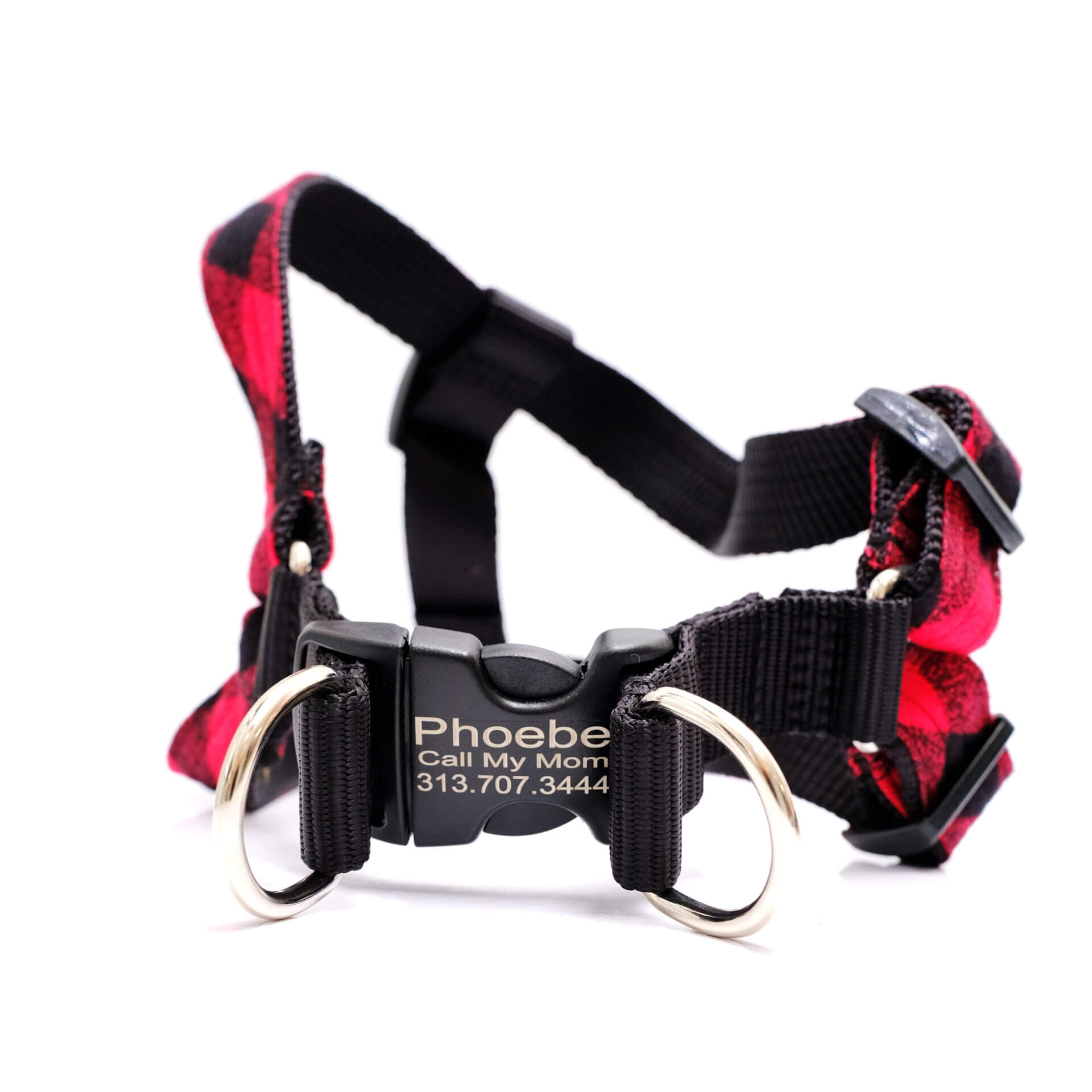 personalized red buffalo dog harness