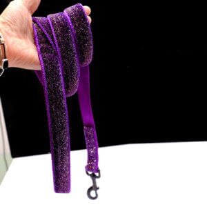 purple glitter velvet dog leash starlight