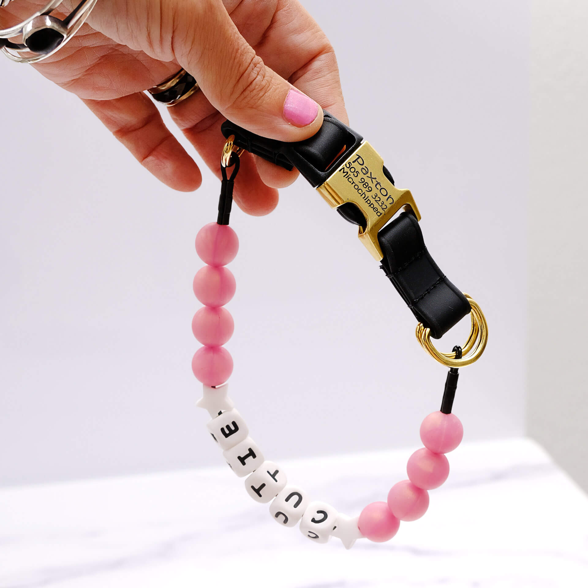 single strand rose gold beaded dog collar