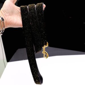 starlight black glitter dog leash gold hardware