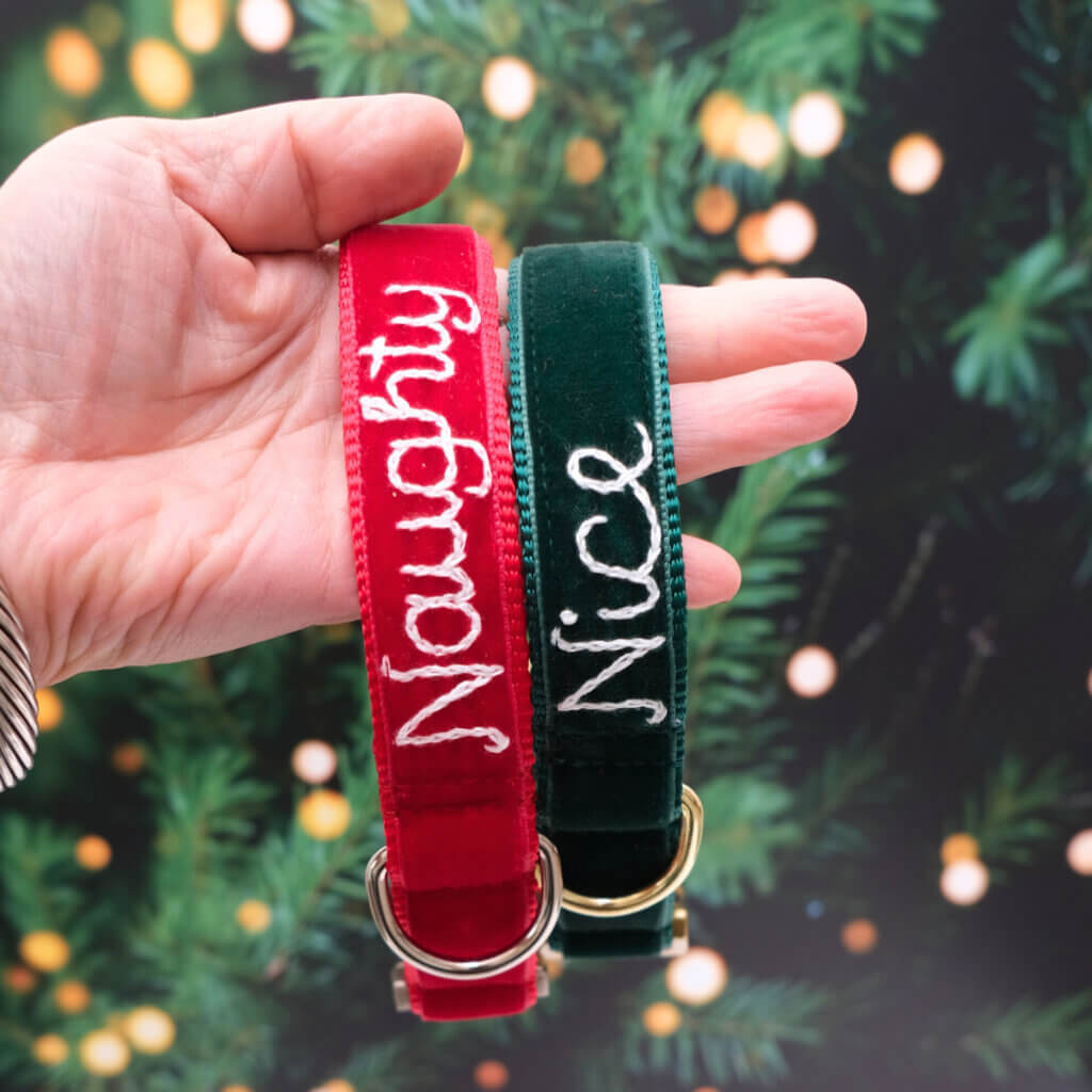 Naughty and Nice Christmas Dog Collars