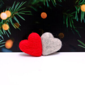 grey red hearts for dog collar christmas