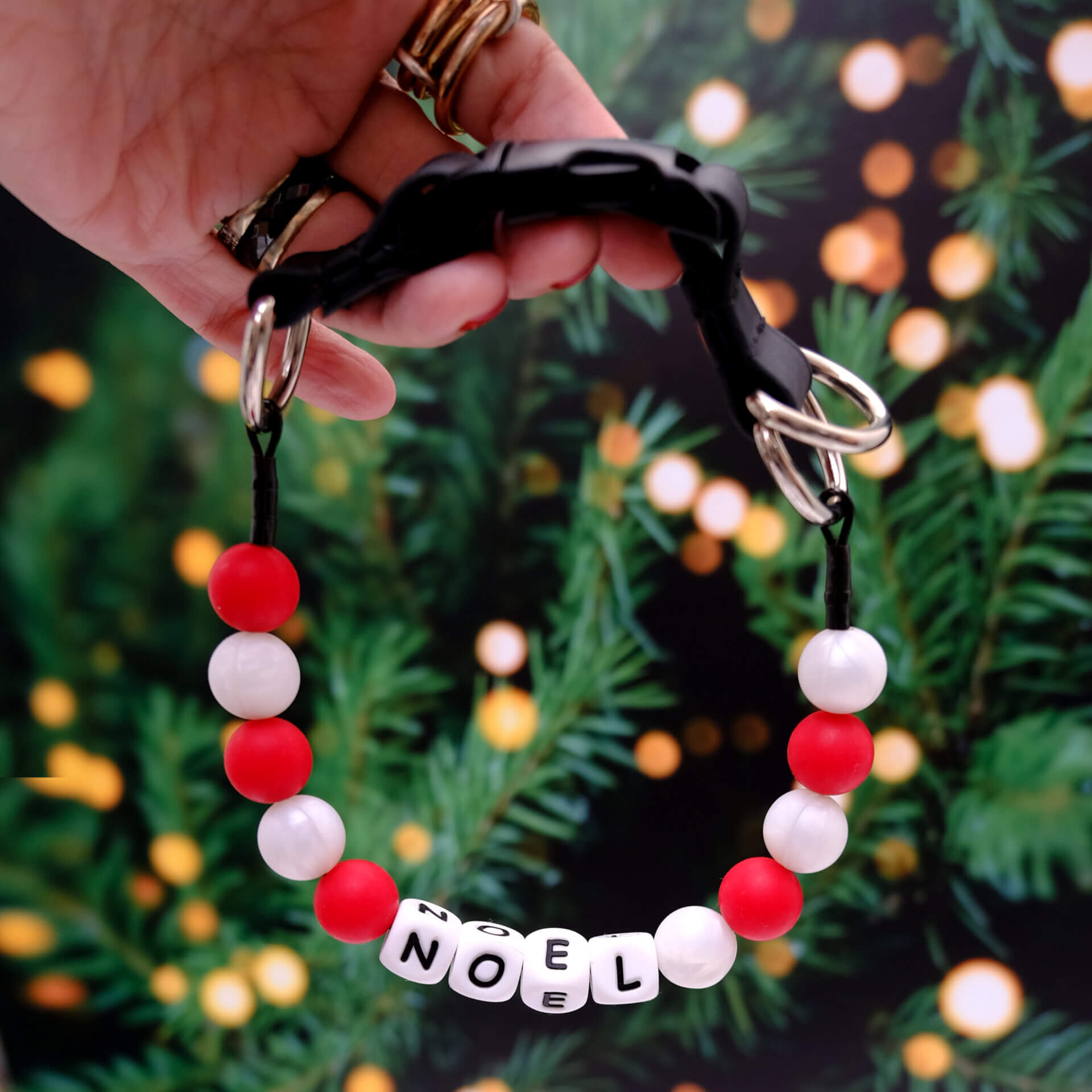 personalized beaded dog collar holiday peppermint