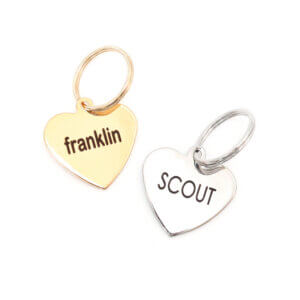 engraved heart id tags
