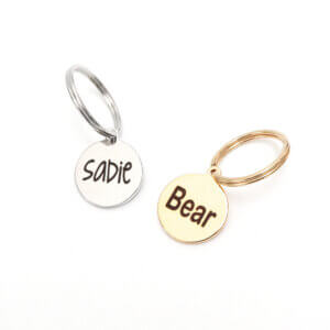 engraved small round id tags