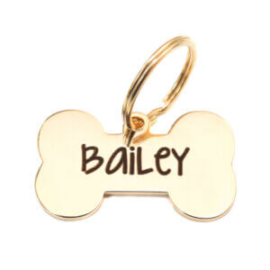 large bone gold id tag w split ring (front)