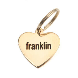 large heart gold id tag w split ring (front)