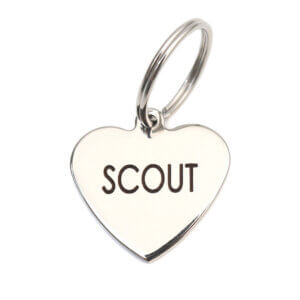 large heart silver id tag w split ring (front)