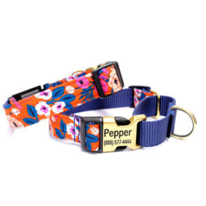 Scarlet Floral Voile Dog Collar - Personalized Martingale