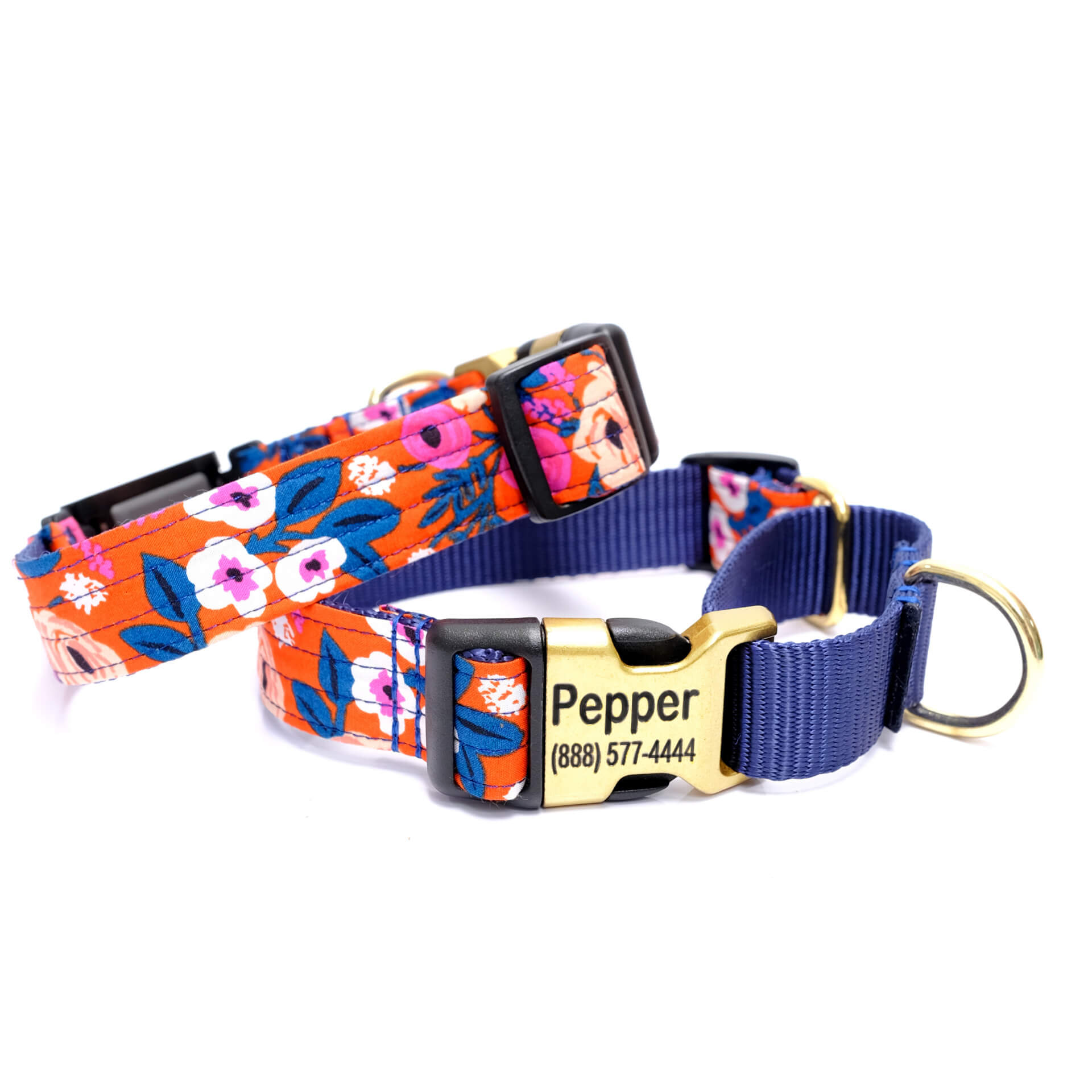 Scarlet Floral Voile Dog Collar - Personalized Martingale