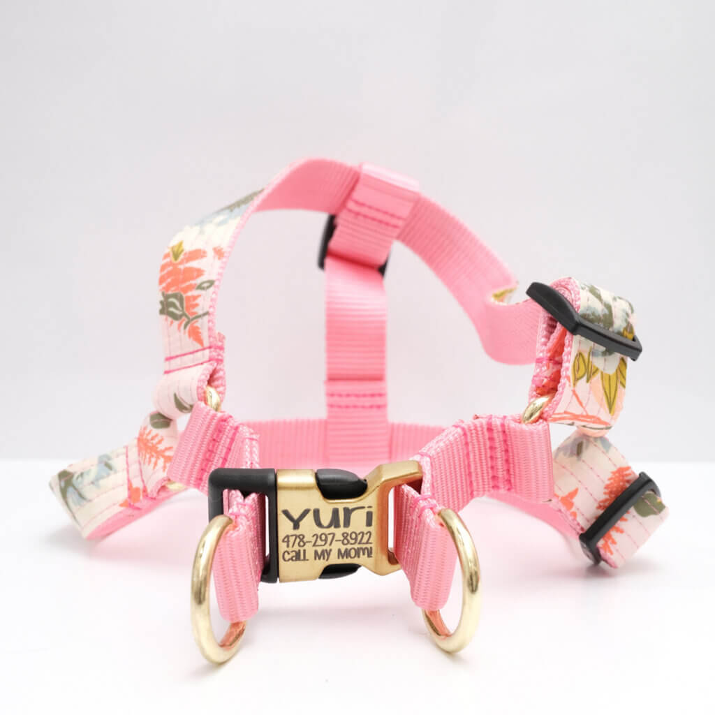 step in harness pink floral Lulu