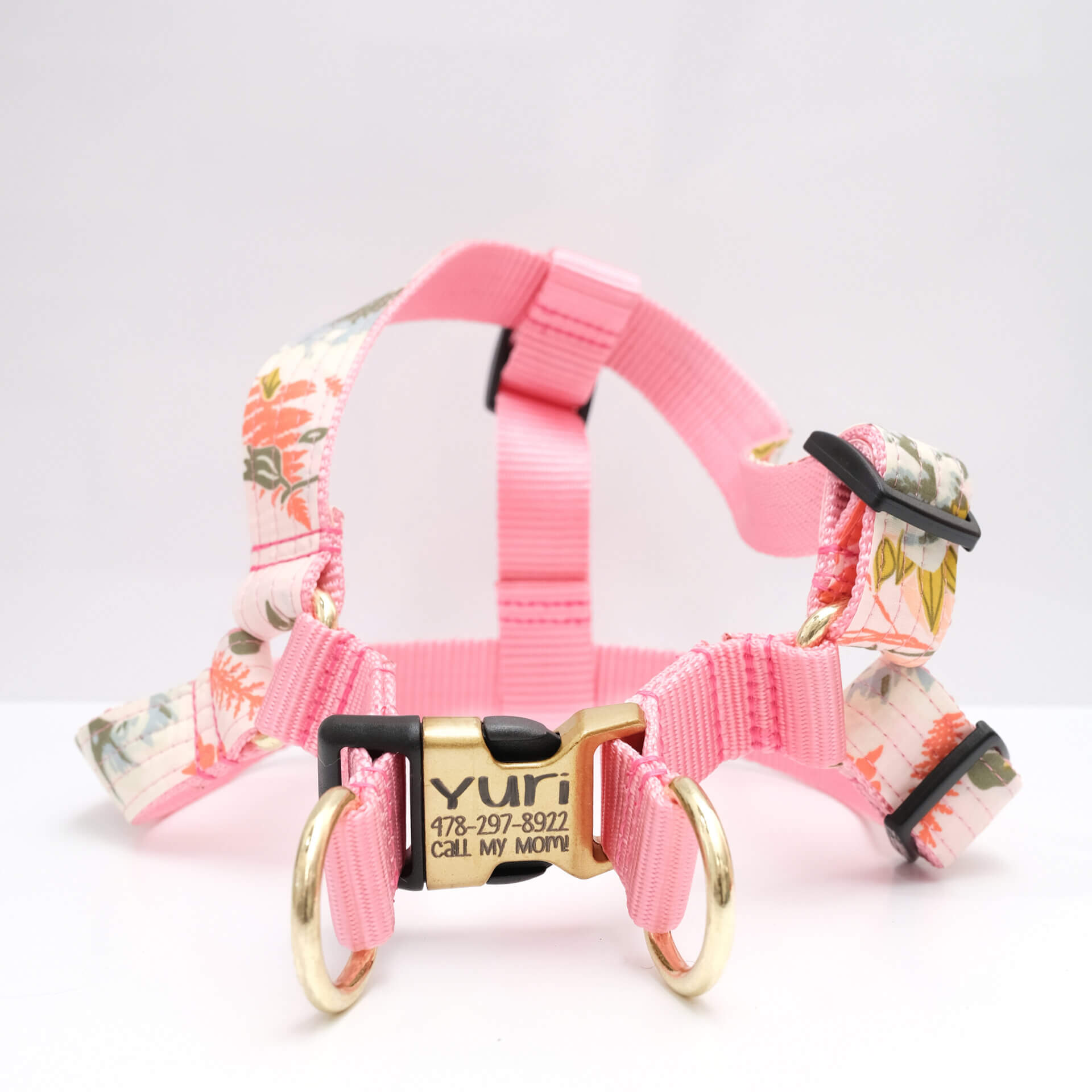 step in harness pink floral Lulu