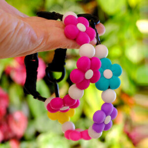 cat collar beaded flowers