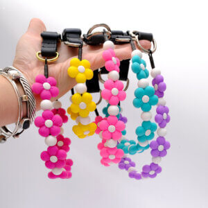 flower bead dog collars rainbow