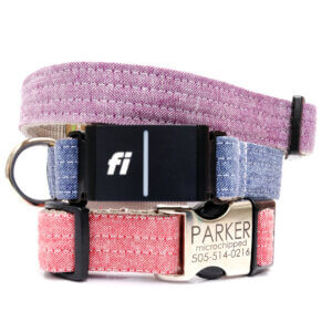 fi dog collars linen purple blue red