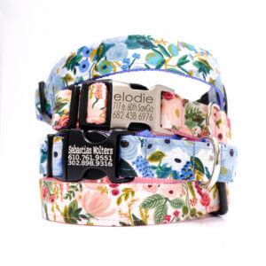 petite rose dog collar stack rifle paper engraved