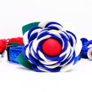 4th of july collar flower dark blue white red