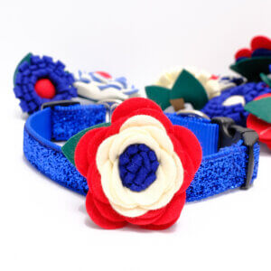 red white blue wildflower for dog collar